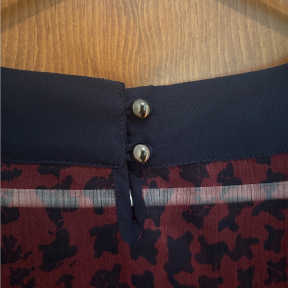 s.Oliver 3/4 length sleeve blouse. Burgundy and navy blue - Picture 2 of 4